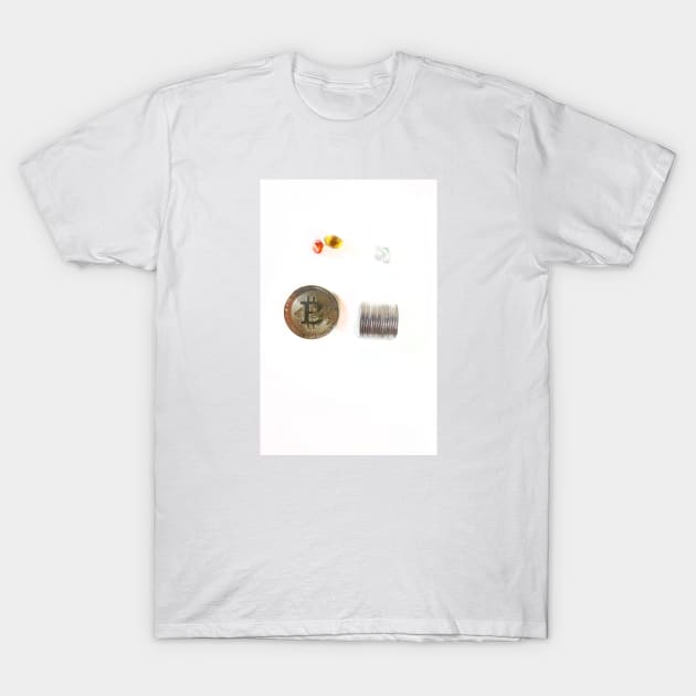 Bitcoin coin, money and gems. Concept of mining business, wealth, fortune, success T-Shirt by grafinya